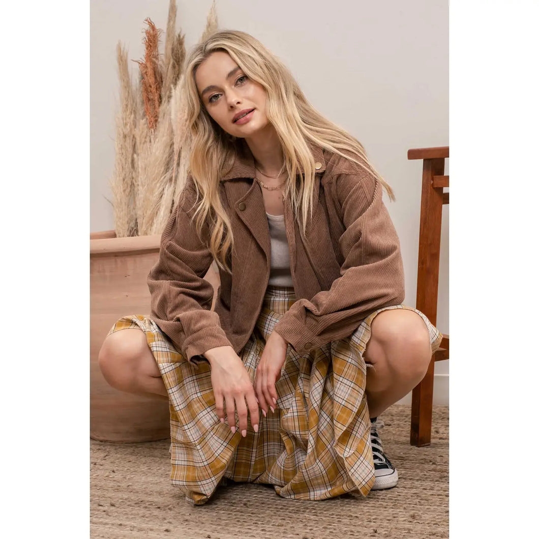 Cocoa Corduroy Moto Jacket