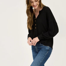 Load image into Gallery viewer, Black Button Knit Top