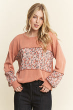Load image into Gallery viewer, Cinnamon Floral Ribbed Top