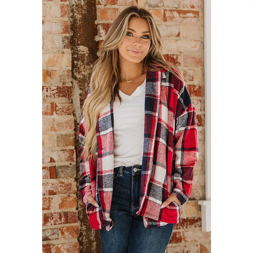 Red Plaid Hooded Shacket