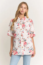 Load image into Gallery viewer, Floral Collared Button Top