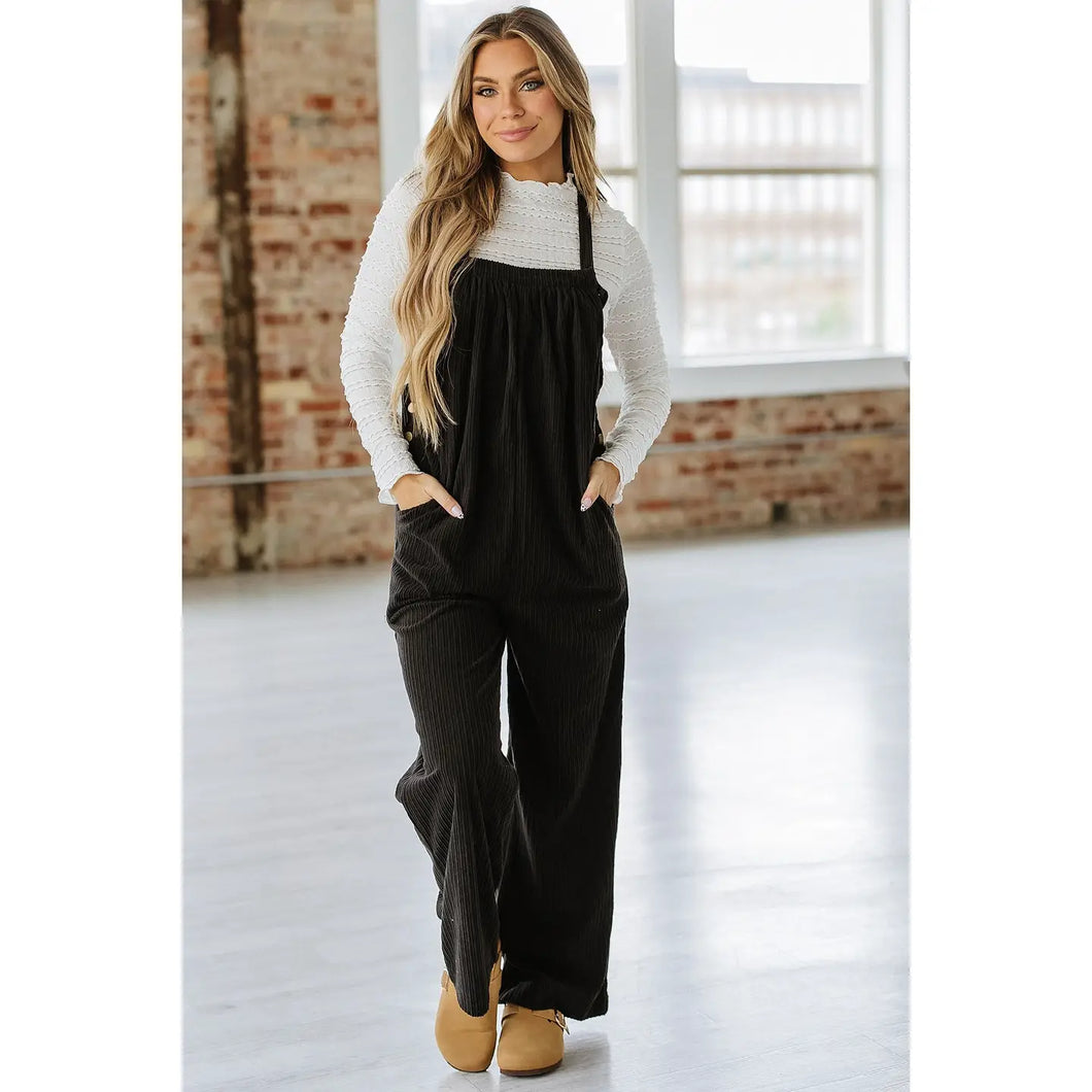 Black Corduroy Overalls