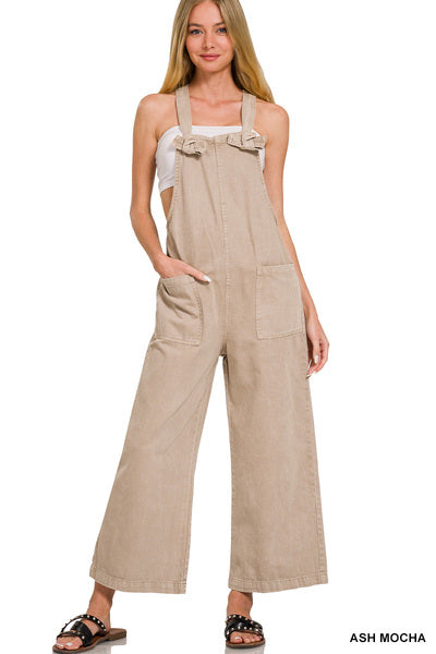 Mocha Washed Knot Jumpsuit