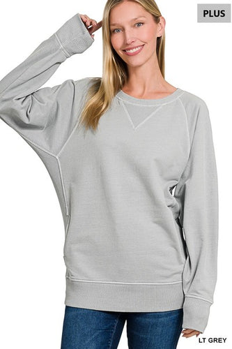 Grey French Terry Pullover PLUS