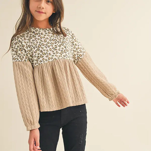 Cheetah Cable Knit Top