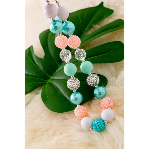 Aqua & Peach Bubblegum Necklace
