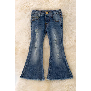 Girls Bootcut Distressed Jeans