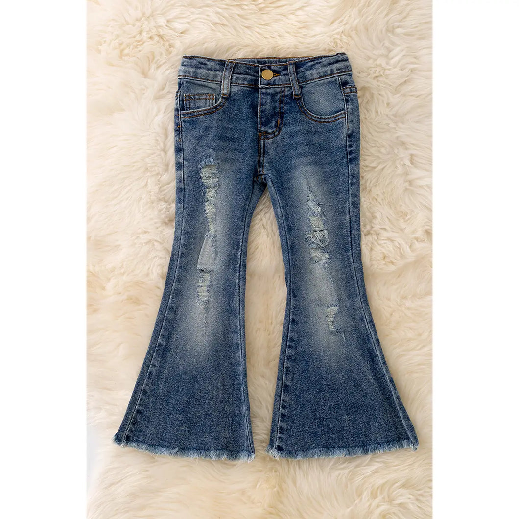 Girls Bootcut Distressed Jeans