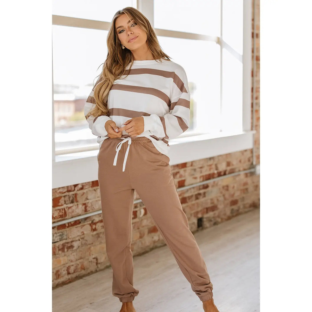 French Beige Striped Pullover