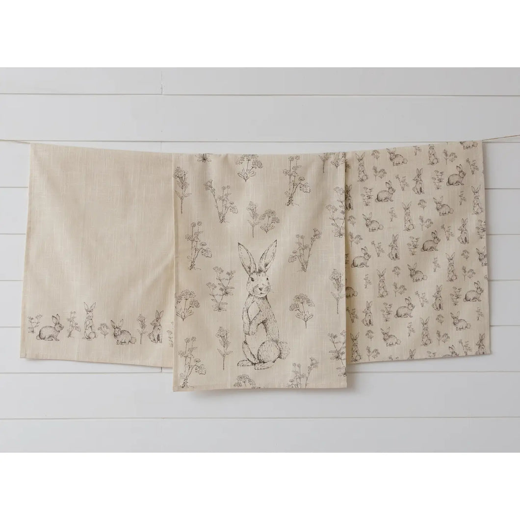 Rabbit & Wildflower Tea Towel Set