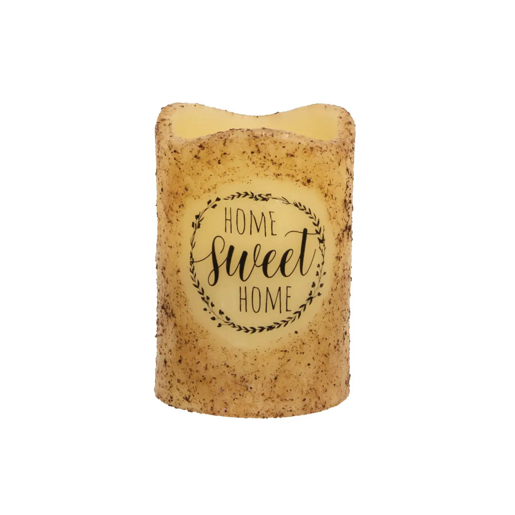 Home Sweet Home Timer Pillar Candle