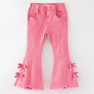 Pink Flared Denim Jeans