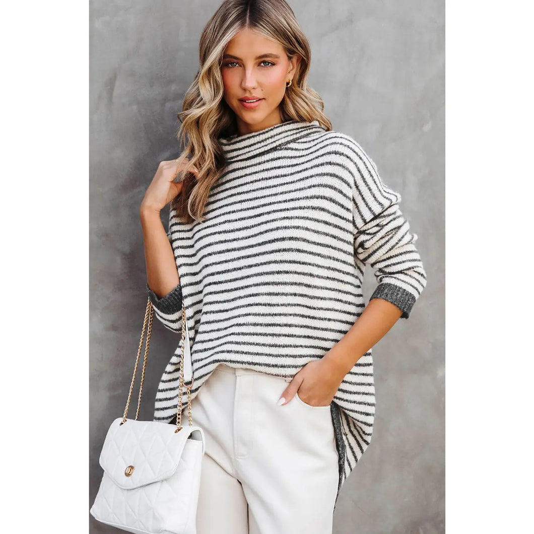 Grey Stripe Oversized Sweater