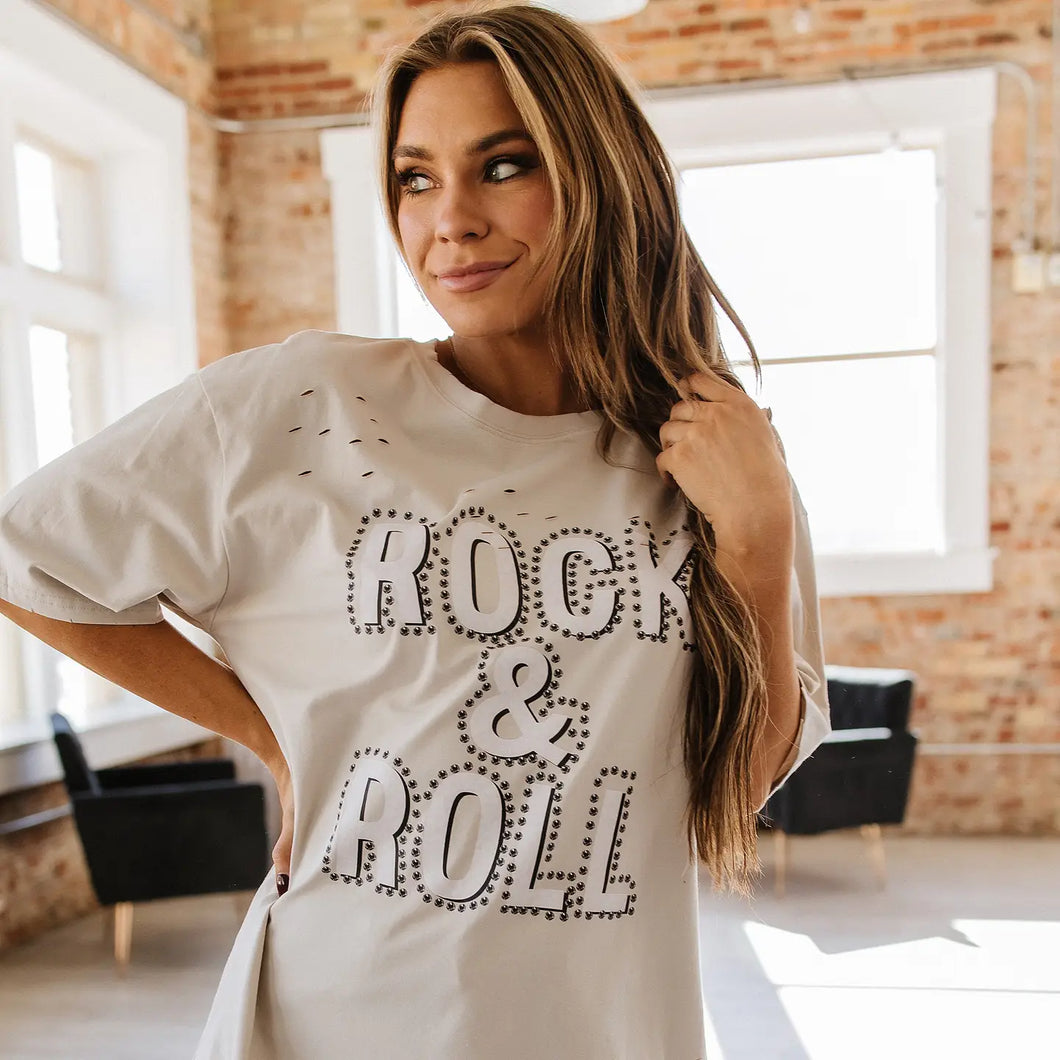 Rock & Roll Distressed Graphic Tee