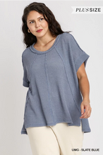 Load image into Gallery viewer, Slate Blue Waffle Knit High Low with Slits