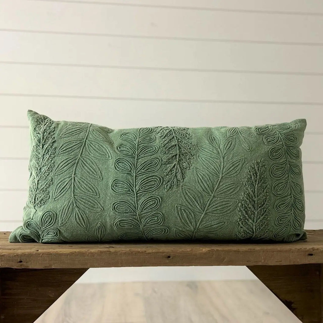 Green Stonewash Lumbar Pillow