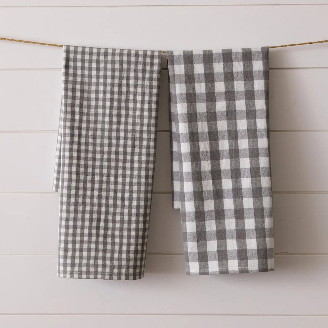 Gray & White Check Tea Towels
