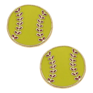 Softball Enamel Stud Earrings