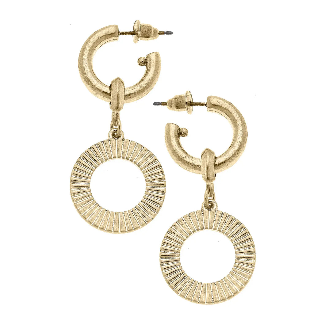 Fluted Metal Discs Hoop Earrings