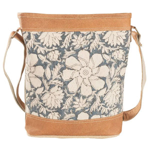 Blue Floral Canvas Crossbody