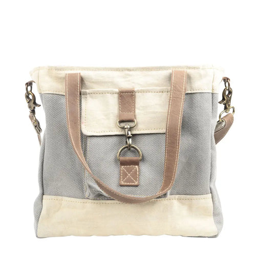 Grey & Cream Canvas Crossbody