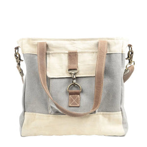 Grey & Cream Canvas Crossbody