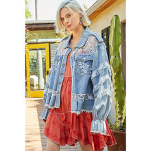 Load image into Gallery viewer, Lace Panel Denim Jacket