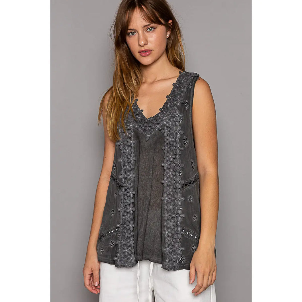 Black Lace Crochet Tank