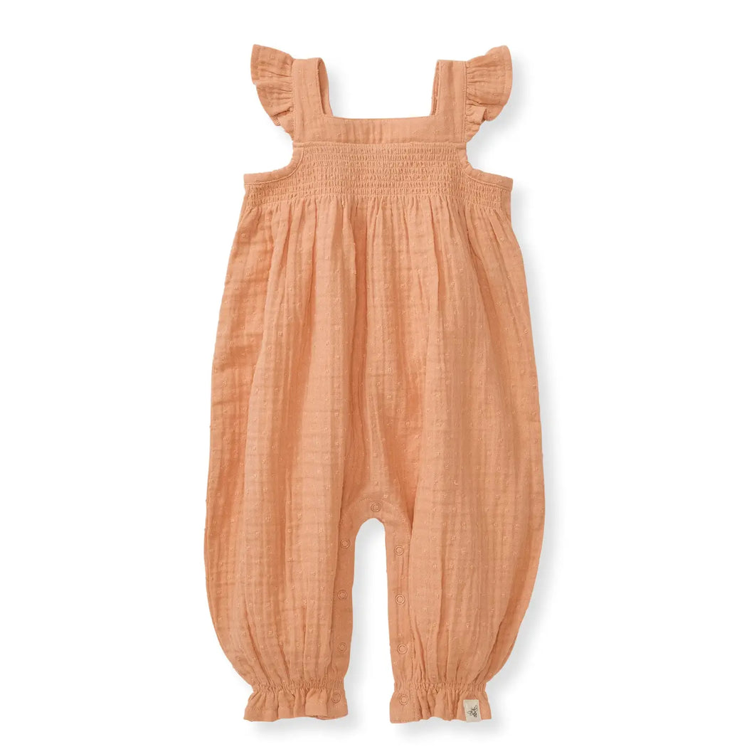 Peach Dot Muslin Jumpsuit