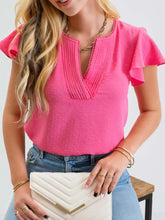 Load image into Gallery viewer, Fuchsia Pleated Split Neck Top