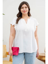 Load image into Gallery viewer, Ivory Pleated Split Neck Top