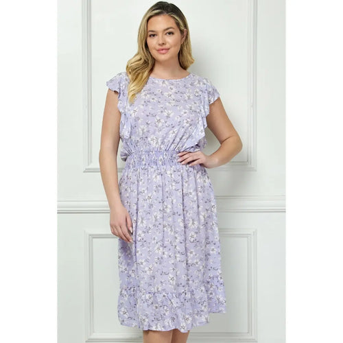 Lilac Vintage Floral Dress PLUS