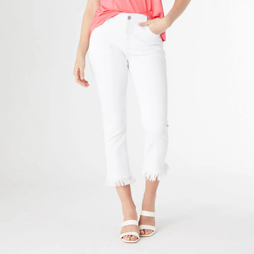 White Fringe Crop Pants