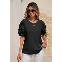 Load image into Gallery viewer, Black Pearl Puff Sleeve Top