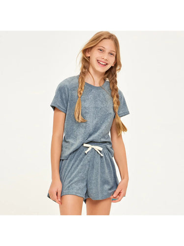 Blue Terry Shorts Set