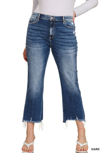 Flare Cropped Denim Jeans PLUS