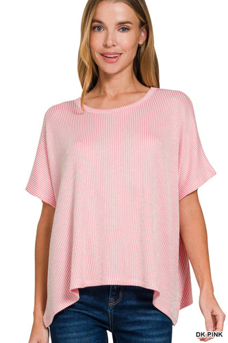 Dark Pink Ribbed Top