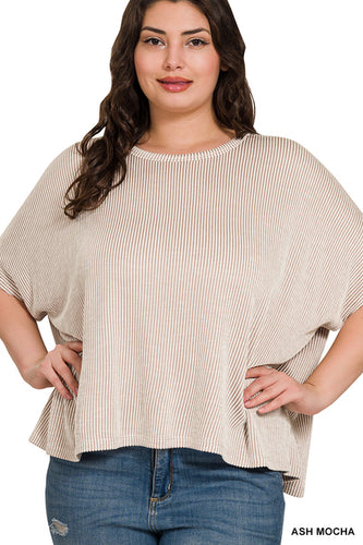 Ash Mocha Ribbed Top