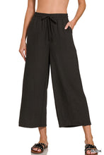 Load image into Gallery viewer, Black Woven Crepe Drawstring Pants