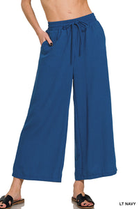 LT Navy Woven Crepe Drawstring Pants