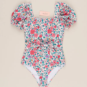 Floral Puff Sleeve Swimsuit