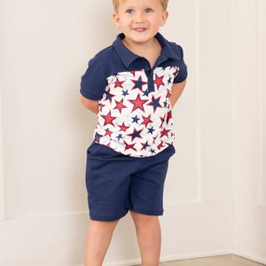 Navy Stars Polo Set