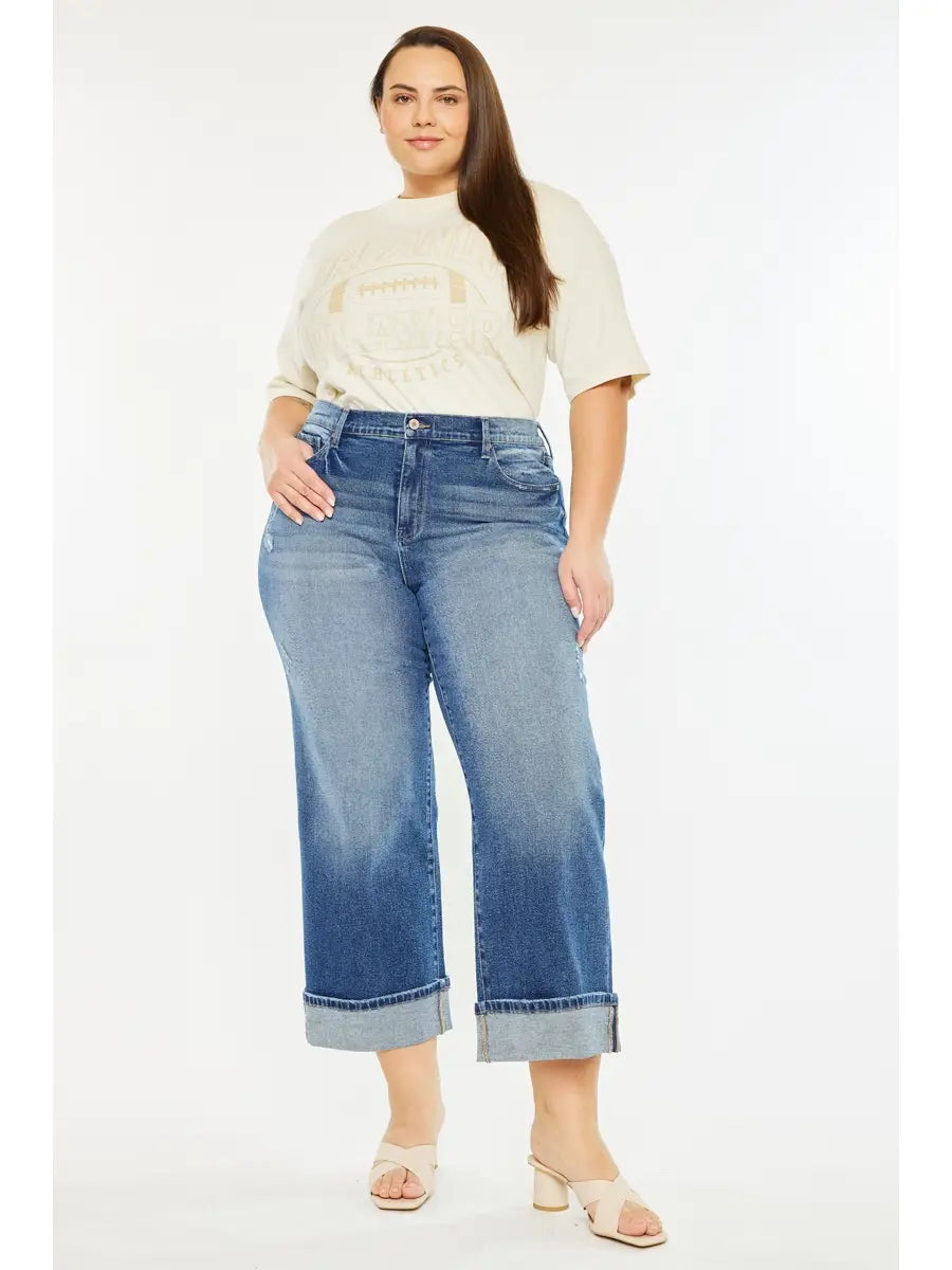 Kancan High Rise Cropped Wide Leg PLUS