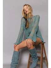 Load image into Gallery viewer, Dusty Teal Open Knit Sweater