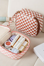 Load image into Gallery viewer, Checkered Make-Up Travel Case