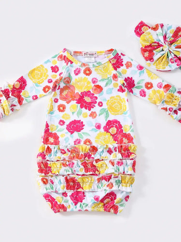 Electric Blooms Baby Gown