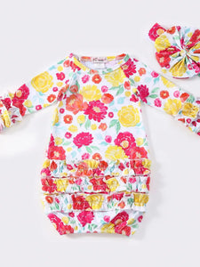Electric Blooms Baby Gown