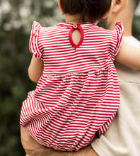 Load image into Gallery viewer, Red Stripe Bubble Romper