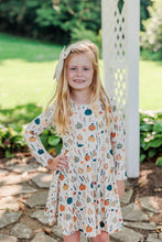 Load image into Gallery viewer, Fall Orange Pumpkin &amp; Leaf Twirl Girls Dress