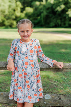 Load image into Gallery viewer, Halloween Pumpkin Ghost Girls Dress Long Sleeve Twirl Dress